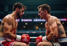 Nombre de rounds en boxe pour un championnat du monde ? Deux boxeurs en coin de ring lors d'une pause intense