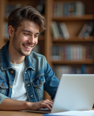 Étudiant universitaire concentré à la bibliothèque