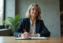 Résilience : trouver la réponse la plus précise et durable Femme d'affaires méditant dans un bureau moderne