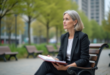 Femme d'âge moyen en tenue décontractée dans un parc urbain