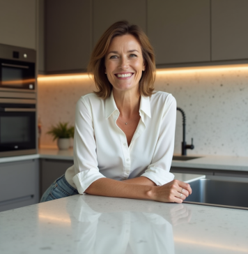 Pourquoi opter pour le quartz Silestone pour vos plans de travail Femme dans la quarantaine dans une cuisine moderne en quartz Silestone