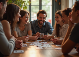 Histoire et origine du jeu Président : d’où vient ce jeu populaire ? Groupe d'amis jouant aux cartes françaises en journée