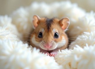 Le cycle de vie du hamster russe : de la naissance à la maturité Jeune hamster russe dans la litière blanche naturelle