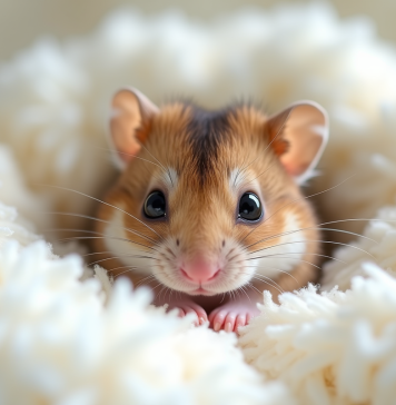 Jeune hamster russe dans la litière blanche naturelle
