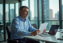 Impact de l’IA sur l’emploi : Conséquences et perspectives à connaître Homme d'âge moyen en réunion dans un bureau moderne