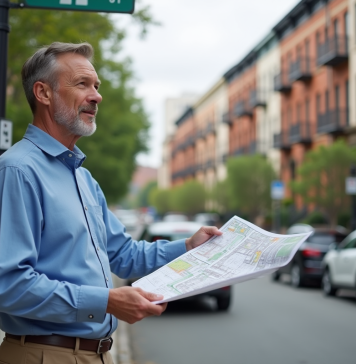 Impact du zonage sur les villes américaines : analyse et conséquences Urbaniste en extérieur devant un paysage urbain varié